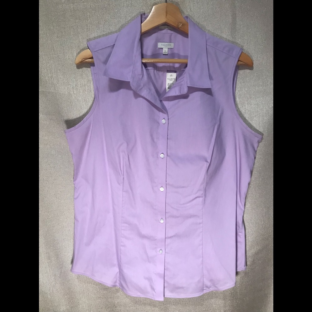 Talbots purple sleeveless button down blouse NWT